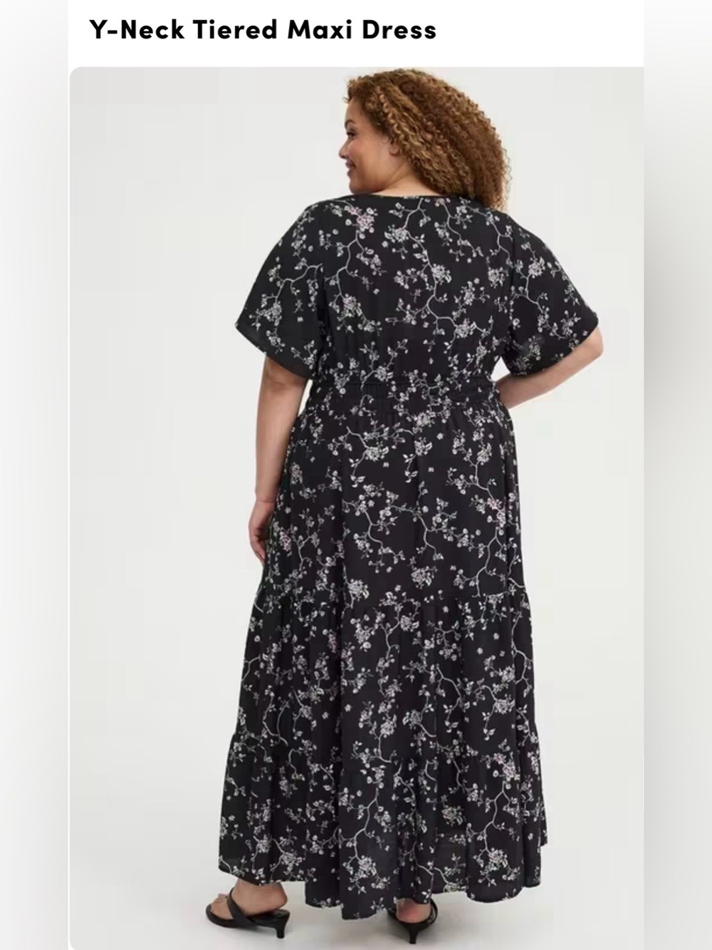 Torrid v-neck tiered maxi Black Floral Dress - Plus Size 2x - Picture 2 of 5